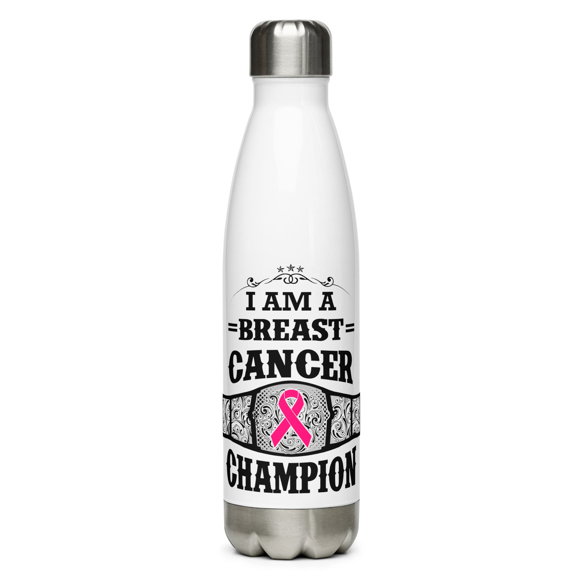 "Breast Cancer Champ" Stainless Steel Water Bottle
